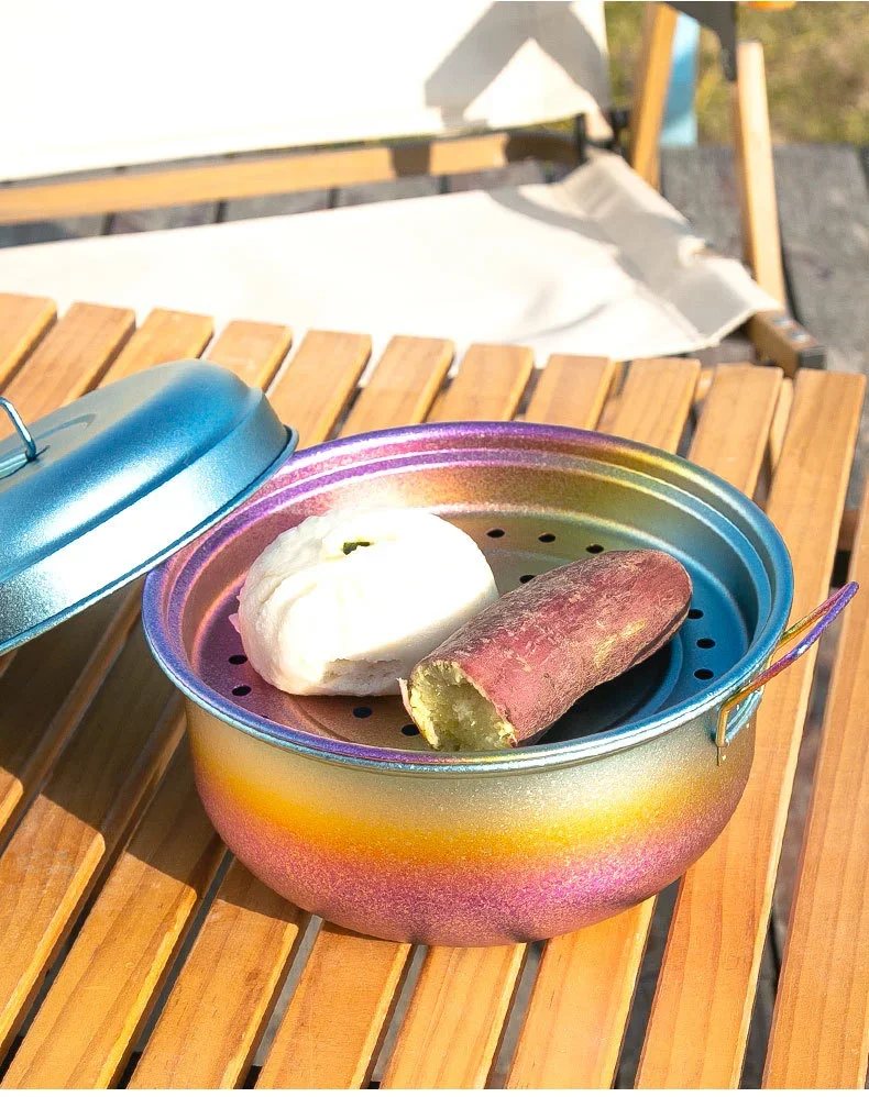 Pure Titanium Camping Pot & Steamer Set detail 11