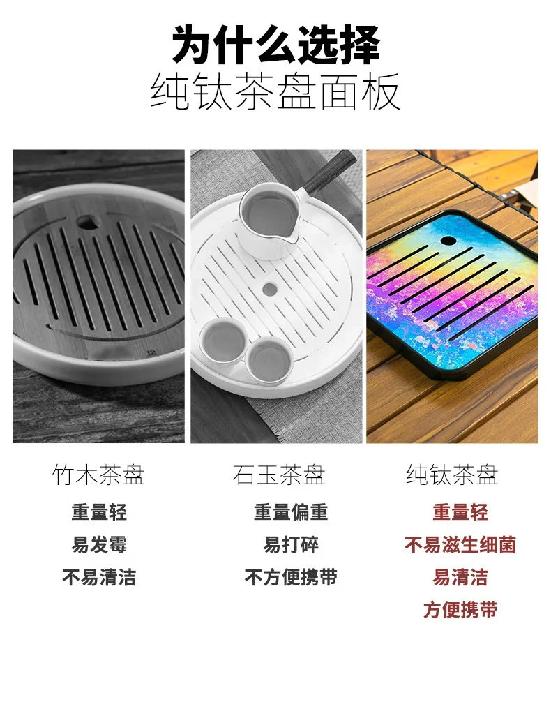 Pure Titanium Gongfu Tea Tray detail 6