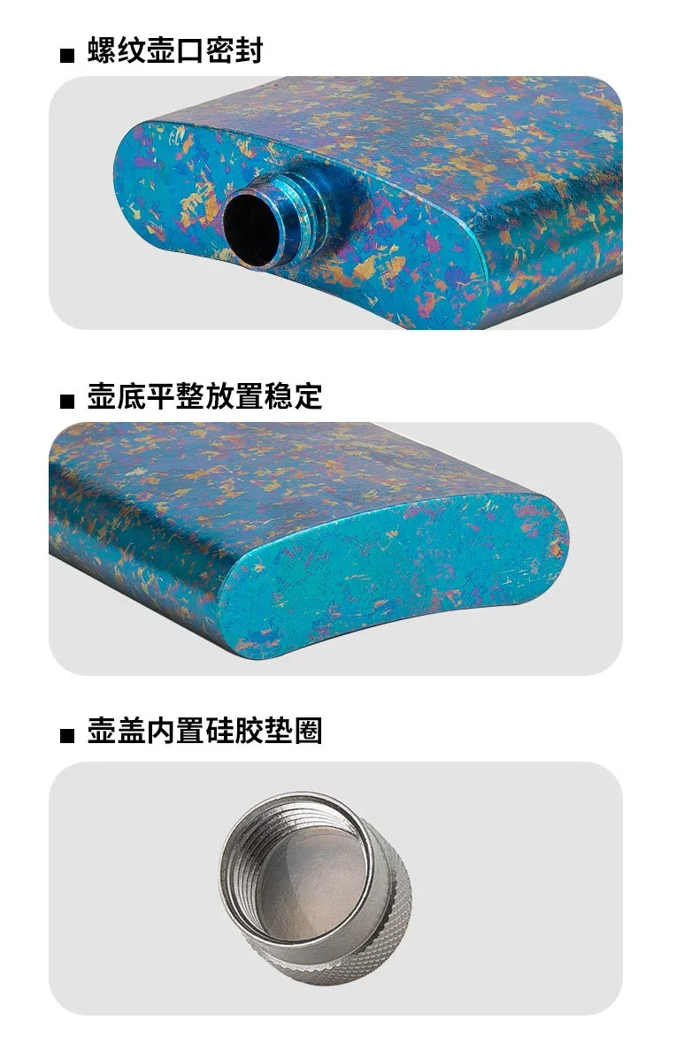 Pure Titanium Classic Square Hip Flask (100ml) detail 10